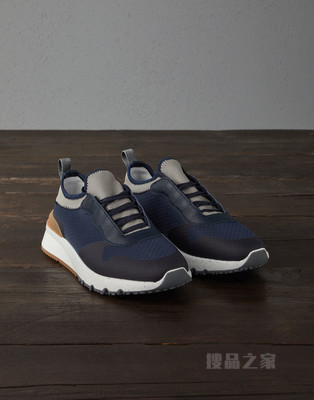 蜂巢织物和皮革拼接运动鞋 蜂巢织物和皮革拼接运动鞋