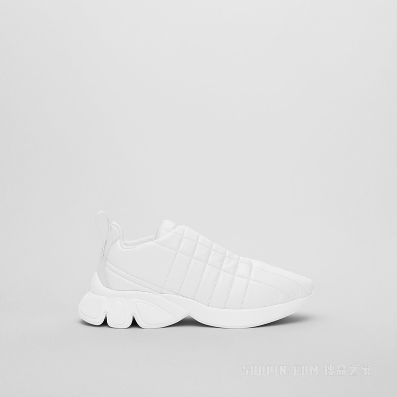 绗缝皮革经典运动鞋 (中调白) - 女士