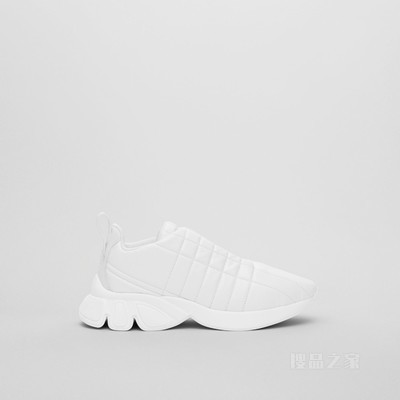 绗缝皮革经典运动鞋 (中调白) - 女士