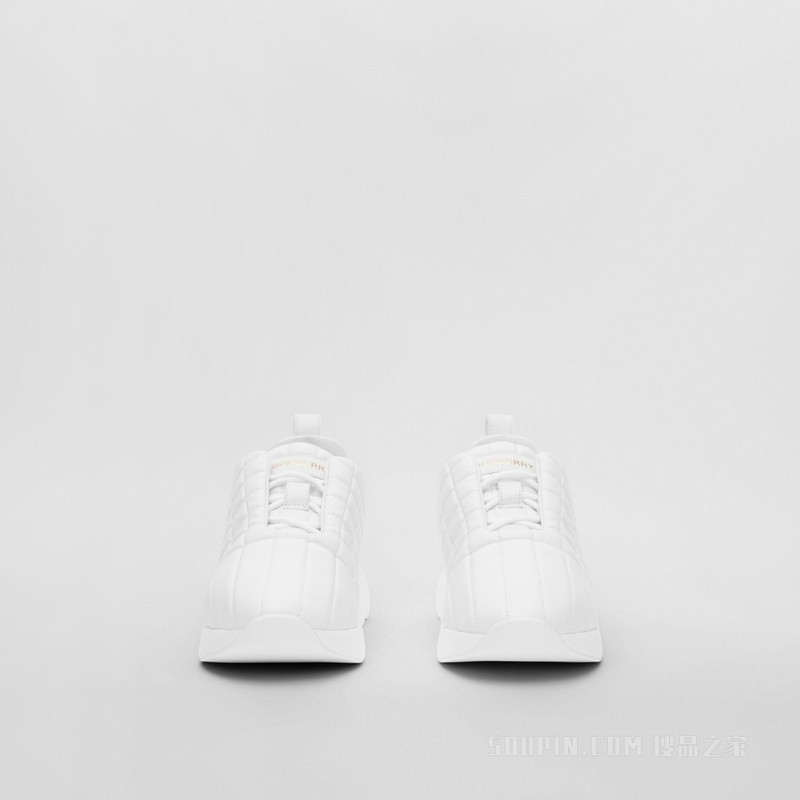 绗缝皮革经典运动鞋 (中调白) - 女士