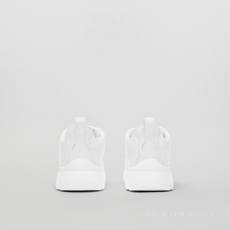 绗缝皮革经典运动鞋 (中调白) - 女士