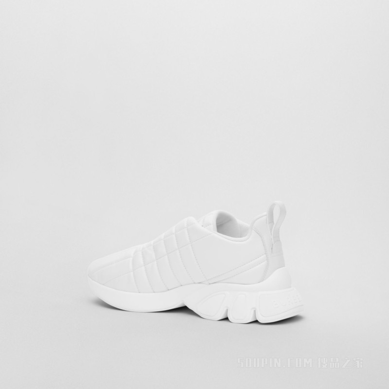 绗缝皮革经典运动鞋 (中调白) - 女士