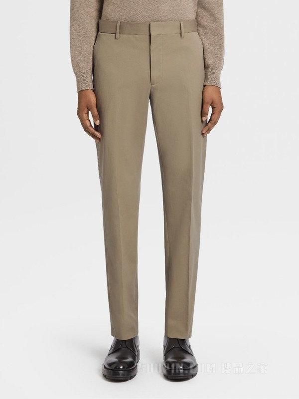 卡其色 Comfort 棉质长裤