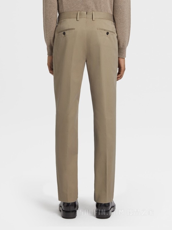 卡其色 Comfort 棉质长裤