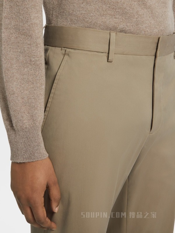 卡其色 Comfort 棉质长裤