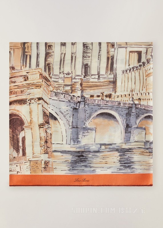 Rome the Eternal City 超大方巾 桑蚕丝, 羊绒