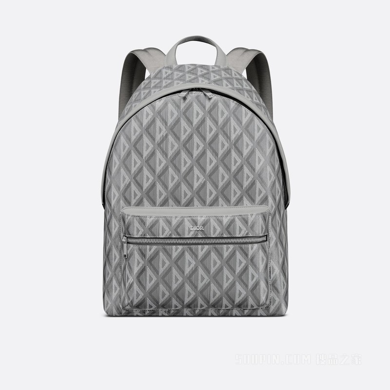 Rider 双肩背包 迪奥灰帆布 CD Diamond 图案和光滑牛皮革