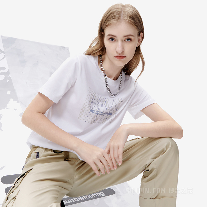 FILA x White Mountaineering联名女子针织短袖衫