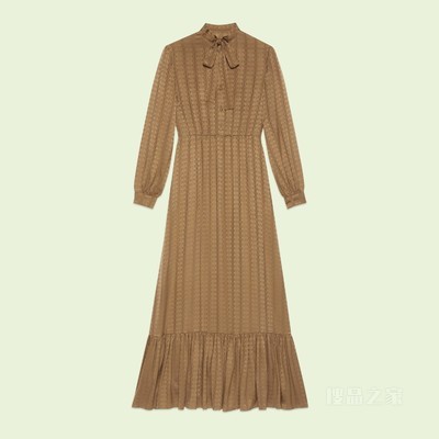 GG绉纱缎连衣裙 深驼色