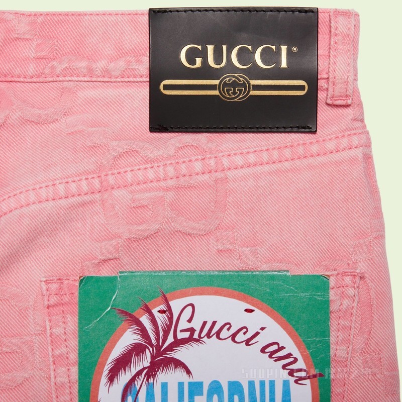 “Gucci and California”GG牛仔裤 粉色