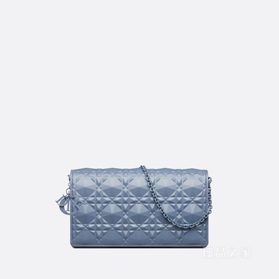 Lady Dior 手拿包 丹宁蓝色牛皮革钻石形图案藤格纹