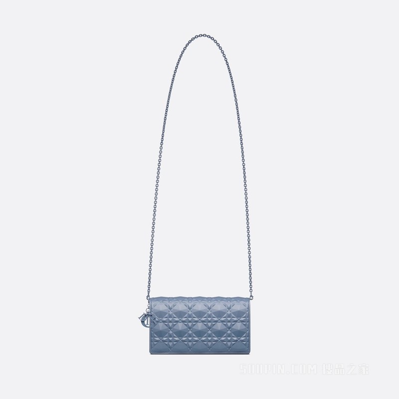 Lady Dior 手拿包 丹宁蓝色牛皮革钻石形图案藤格纹