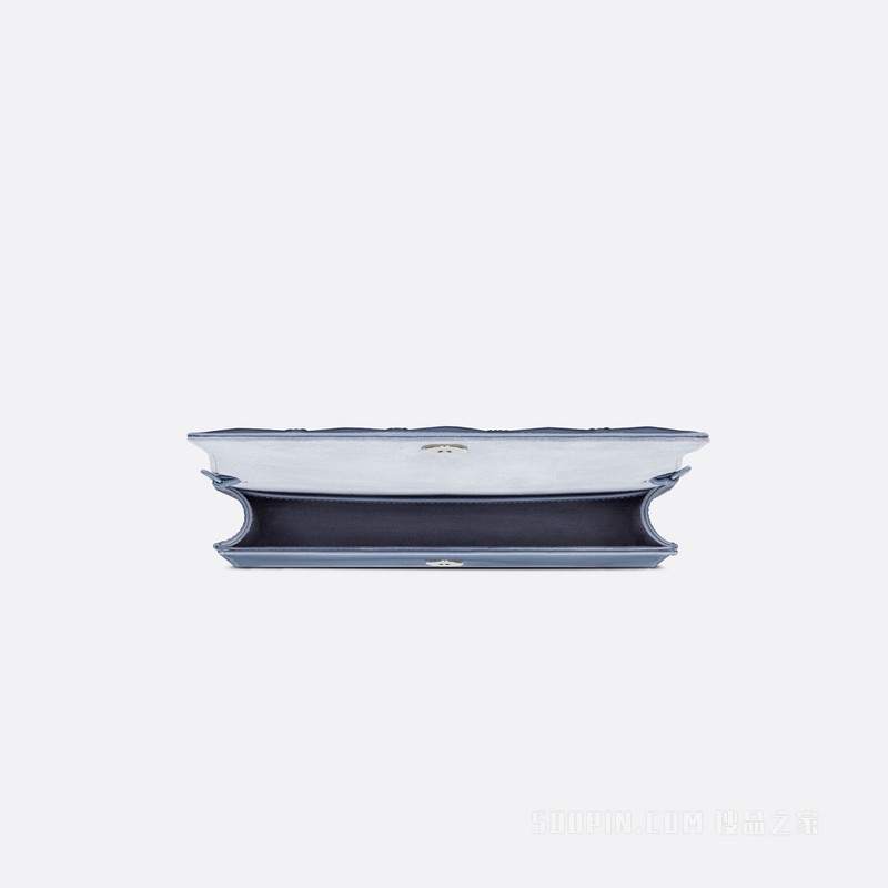 Lady Dior 手拿包 丹宁蓝色牛皮革钻石形图案藤格纹