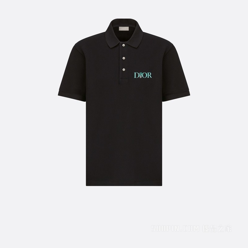 Dior Jardin 宽松版型 Polo 衫 黑色棉质珠地布
