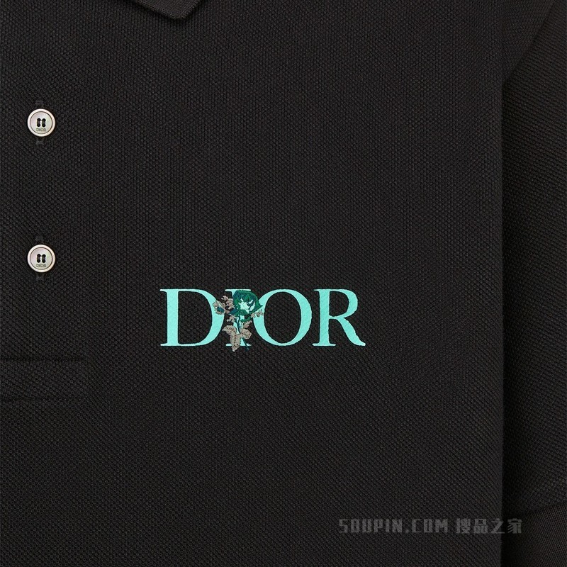 Dior Jardin 宽松版型 Polo 衫 黑色棉质珠地布