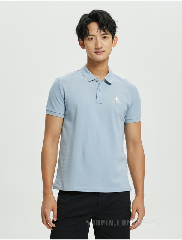 Calvin Klein 22春夏男士时尚胶质LOGO翻领透气短袖POLO衫J319635