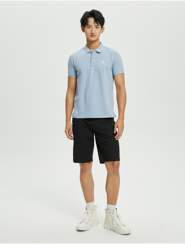 Calvin Klein 22春夏男士时尚胶质LOGO翻领透气短袖POLO衫J319635
