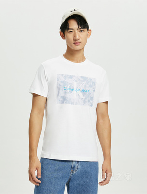 Calvin Klein 22初秋新款男士时尚印花LOGO纯棉吸汗透气短袖T恤J321530