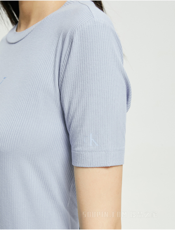 Calvin Klein 22初秋女士时尚LOGO系绳开衩中长款短袖连衣裙J219675