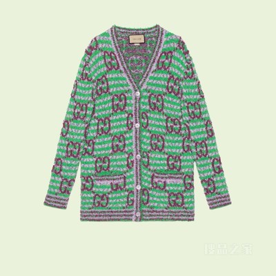 GG棉质开衫 绿色和紫色