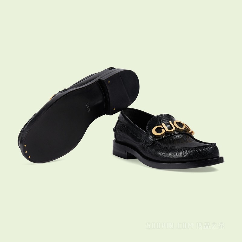 女士Gucci皮革乐福鞋 黑色皮革