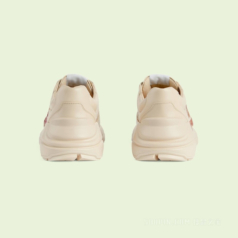 Rhyton系列女士饰“Gucci Love Parade”运动鞋 象牙白皮革