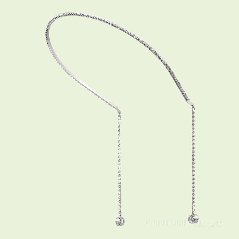 双G水晶发箍 钯金色调金属