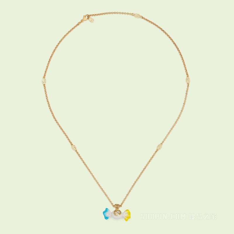 互扣式双G糖果项链 金色调金属