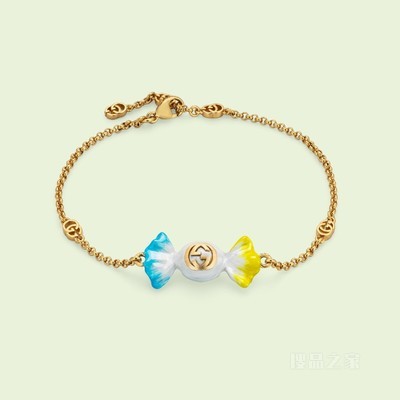 互扣式双G糖果手链 金色调金属