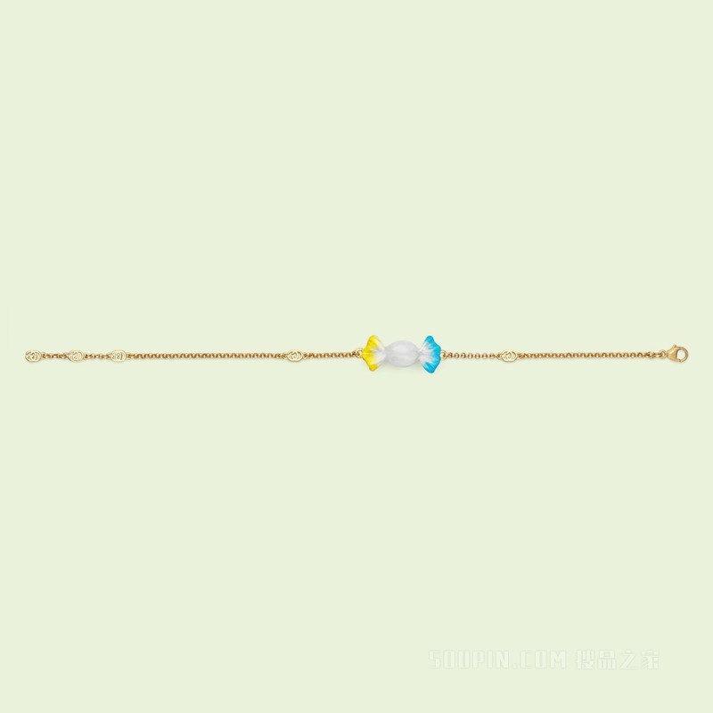 互扣式双G糖果手链 金色调金属