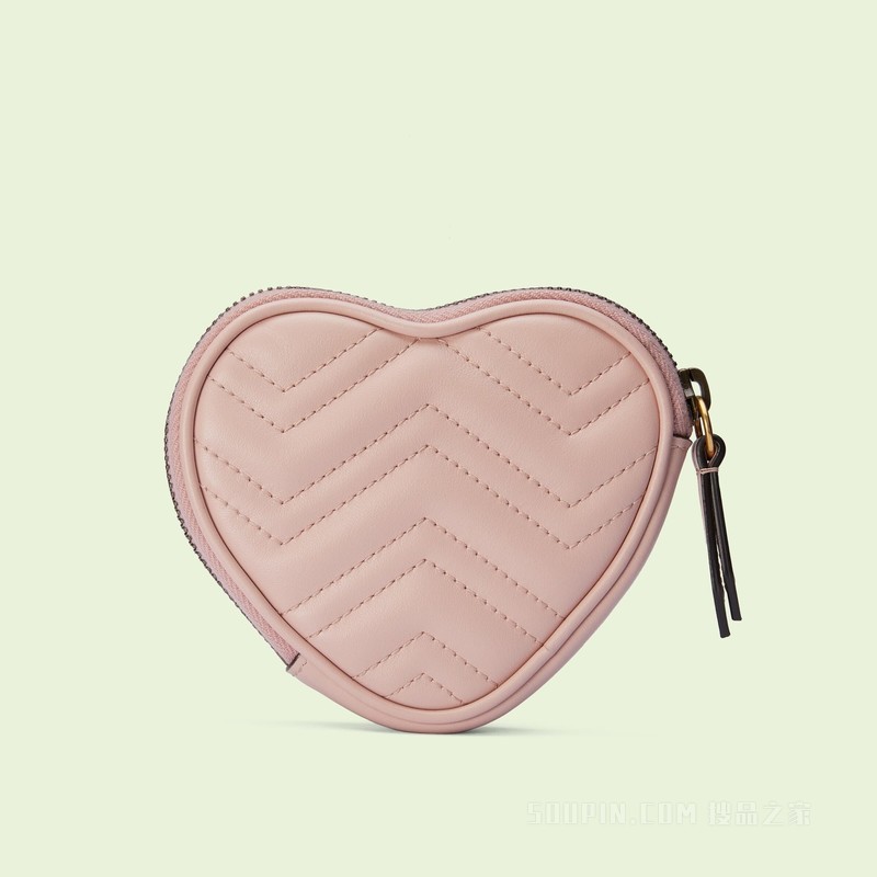 GG Marmont系列心形零钱包 浅粉色皮革