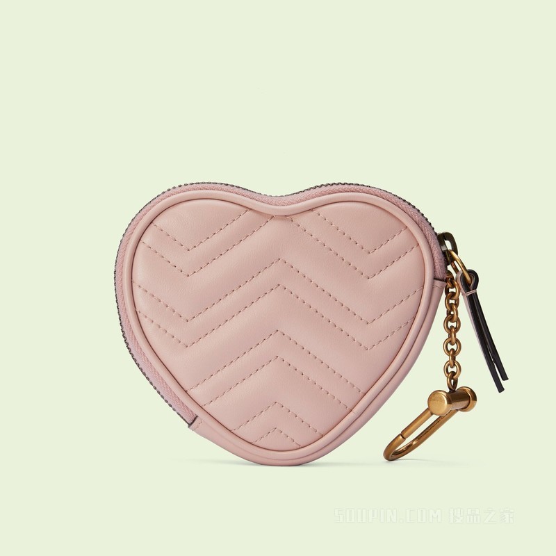 GG Marmont系列心形零钱包 浅粉色皮革