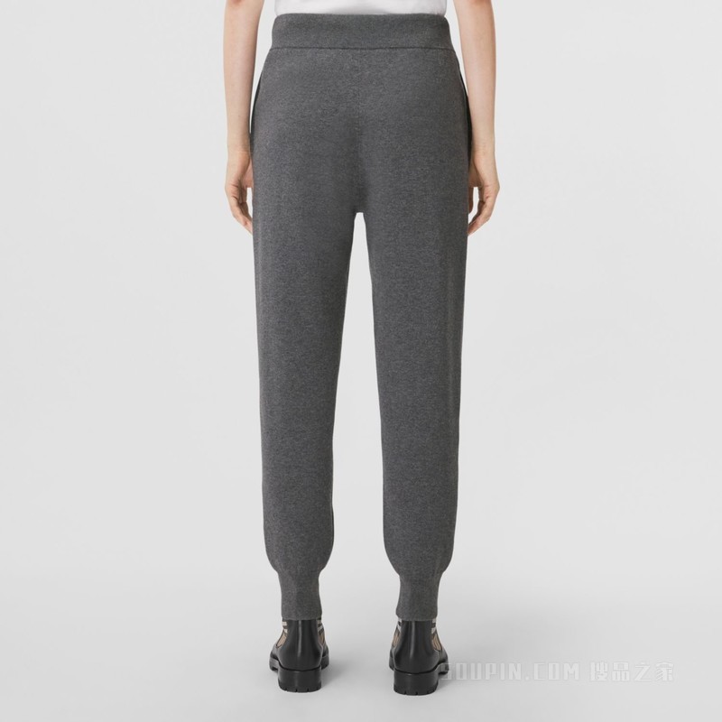 亚洲版型专属标识装饰羊绒混纺慢跑裤 (风暴麻灰) - 女士