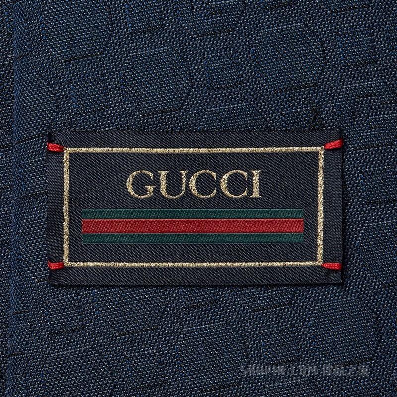 几何G画布效果羊毛西装 深灰色和蓝色