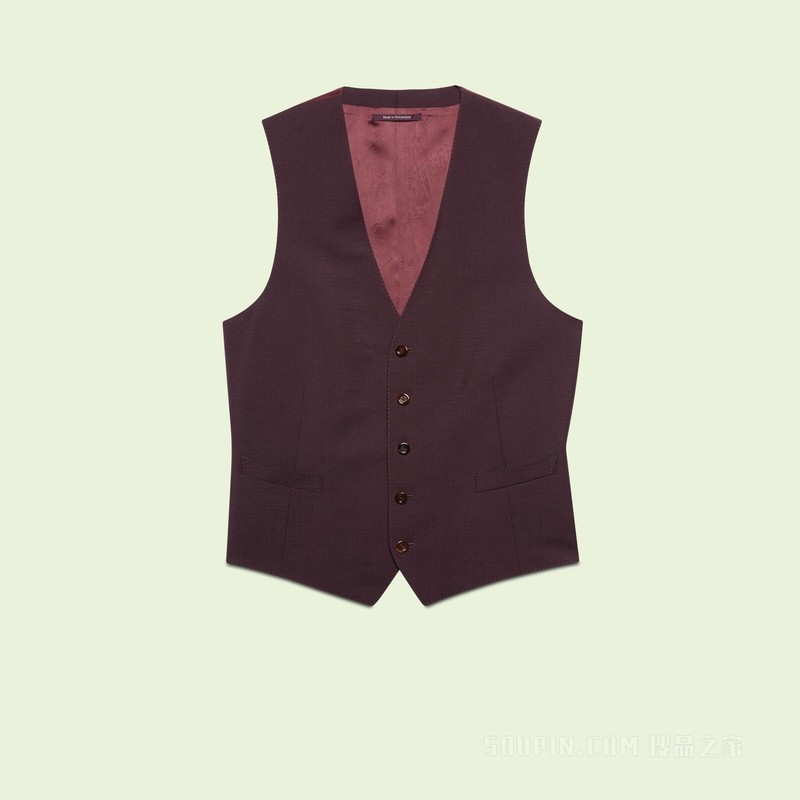 羊毛马海毛混纺正装马甲 棕色