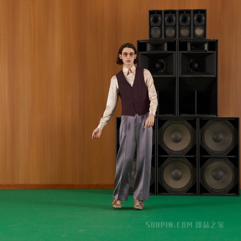 羊毛马海毛混纺正装马甲 棕色