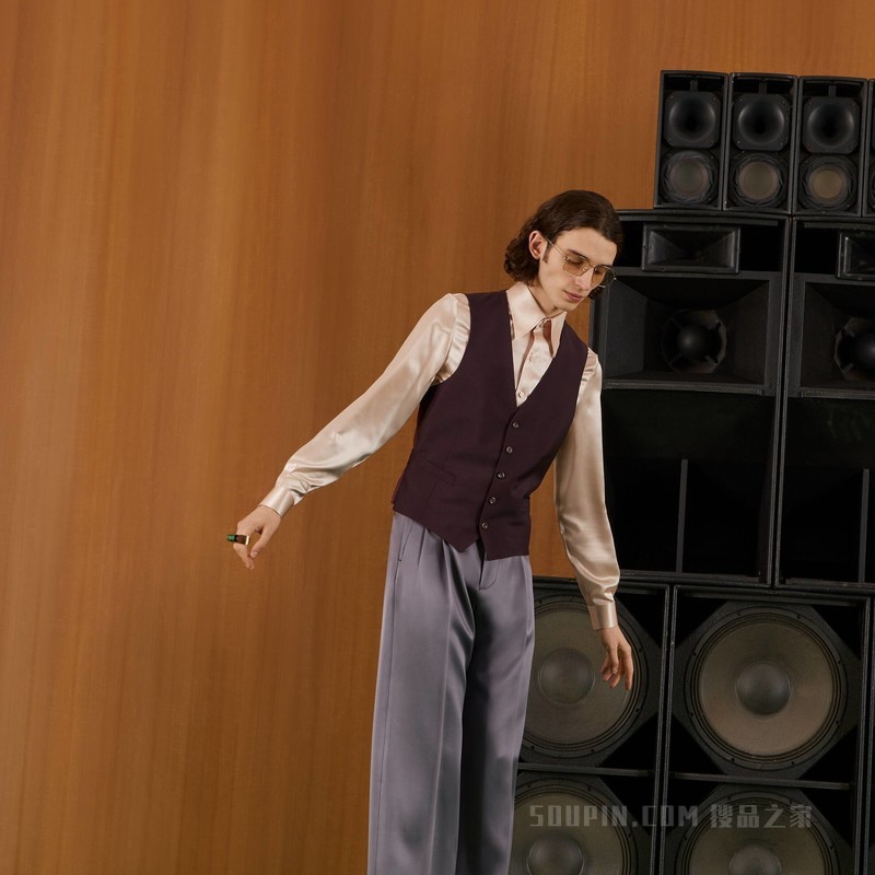 羊毛马海毛混纺正装马甲 棕色