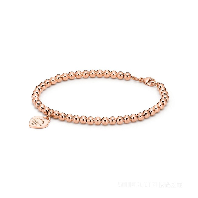Return to Tiffany™ 系列 18K 玫瑰金 Heart Tag 珠式手链，4 毫米