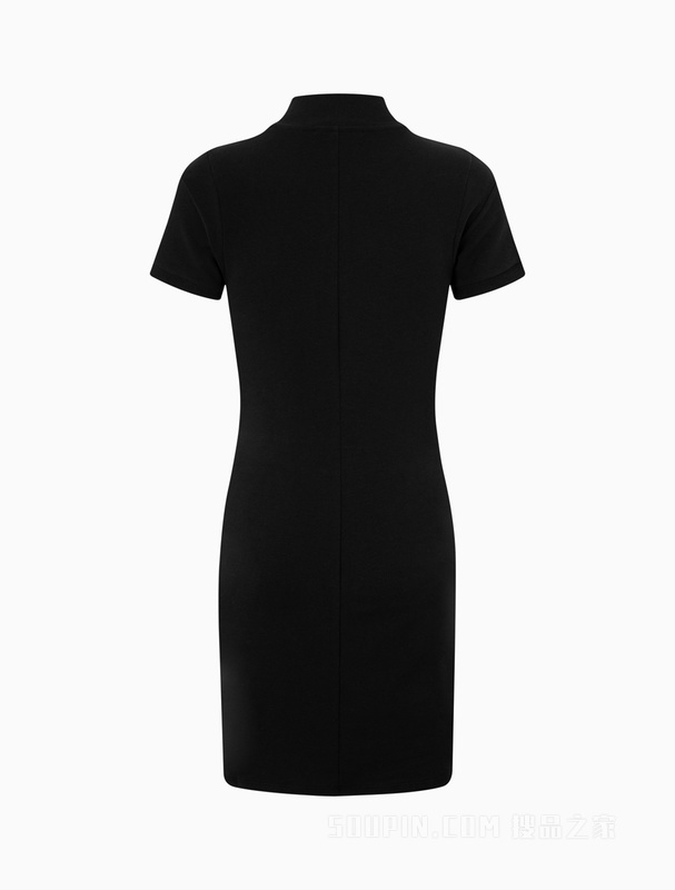 Calvin Klein 22春夏女士休闲拉链半襟简约LOGO针织短袖连衣裙4WS2D901