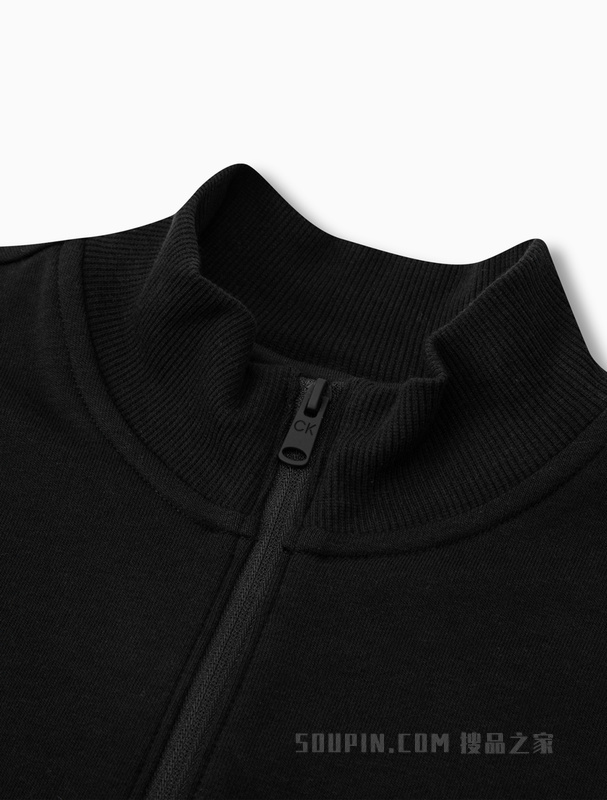 Calvin Klein 22春夏女士休闲拉链半襟简约LOGO针织短袖连衣裙4WS2D901