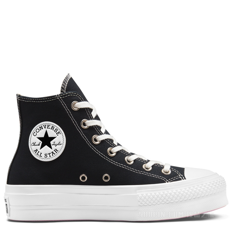 【女子】All Star Lift时尚刺绣帆布鞋 女款 黑色