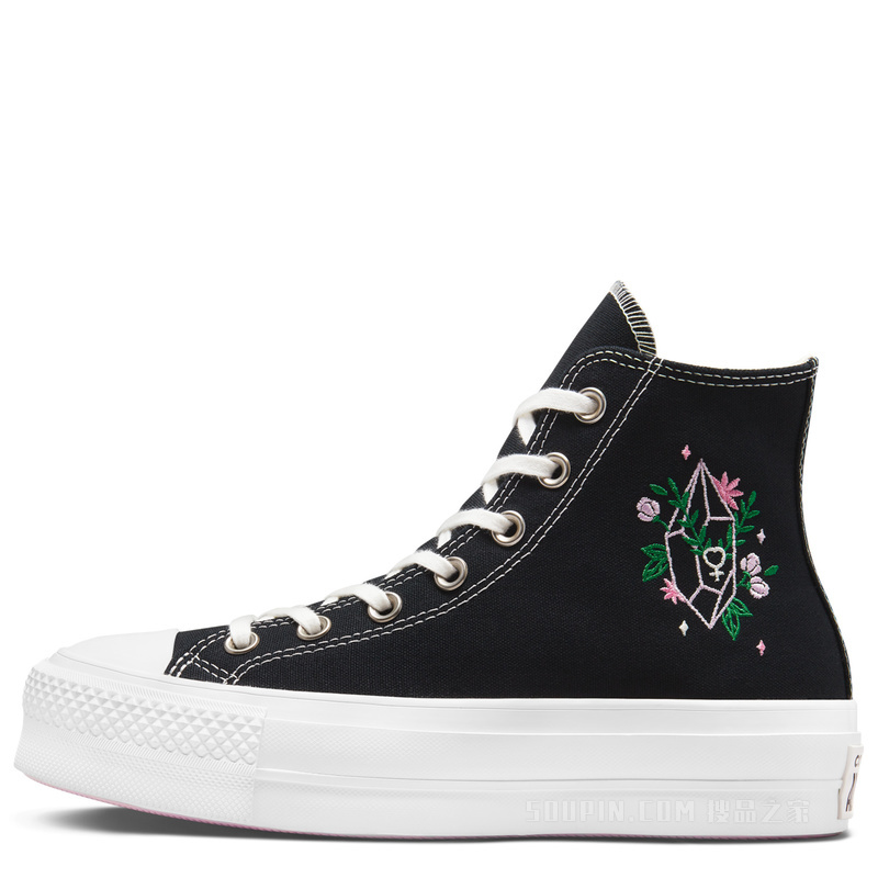 【女子】All Star Lift时尚刺绣帆布鞋 女款 黑色