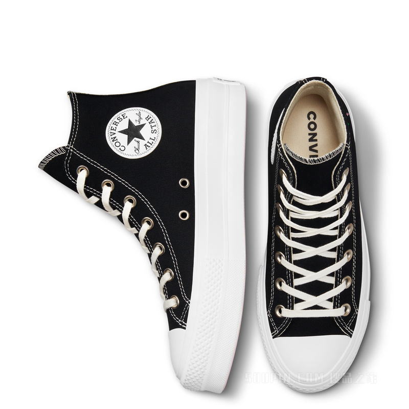 【女子】All Star Lift时尚刺绣帆布鞋 女款 黑色
