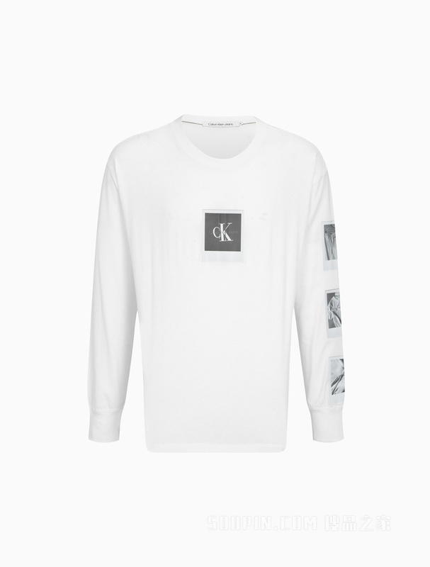 Calvin Klein 22早秋新款男士时尚相片印花纯棉宽松圆领长袖T恤J321779