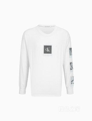 Calvin Klein 22早秋新款男士时尚相片印花纯棉宽松圆领长袖T恤J321779