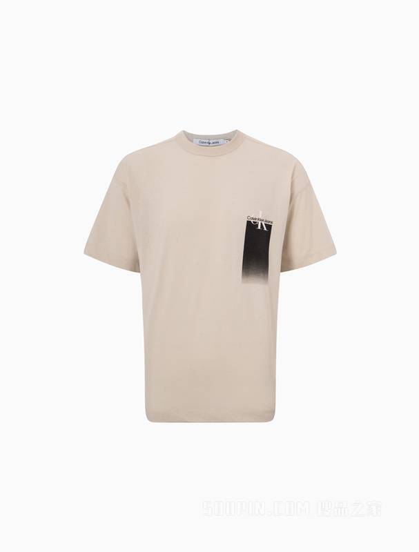 Calvin Klein 22早秋男士时尚几何图案LOGO纯棉透气宽松短袖T恤J321722