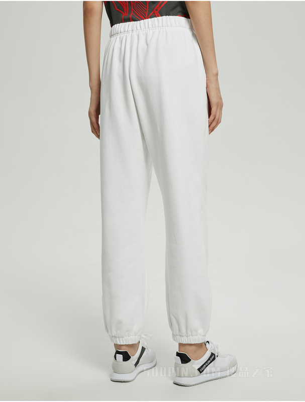 Calvin Klein 22早秋女士简约舒适纯棉交叠LOGO宽松束脚休闲裤J219665