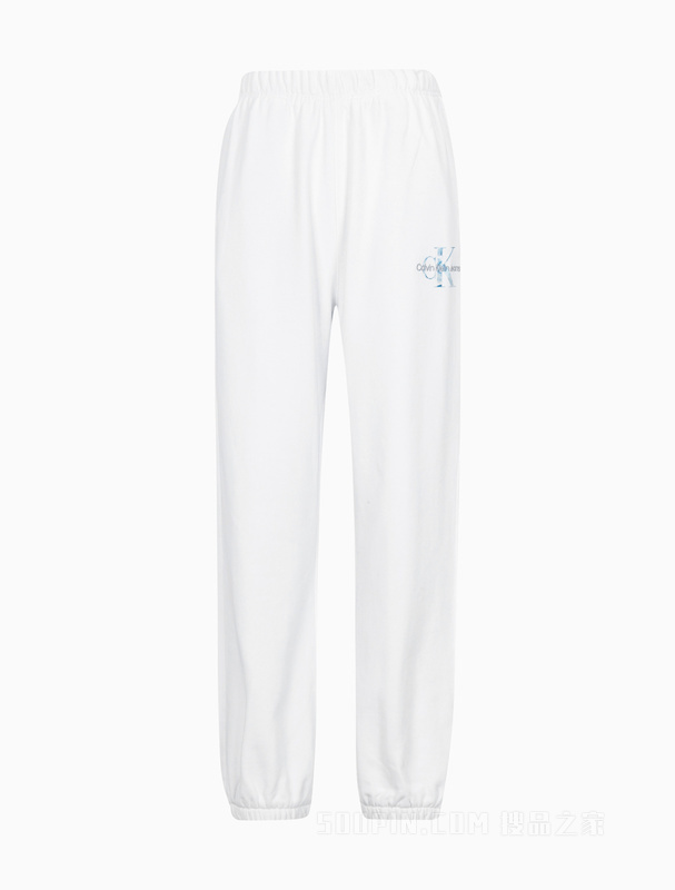 Calvin Klein 22早秋女士简约舒适纯棉交叠LOGO宽松束脚休闲裤J219665