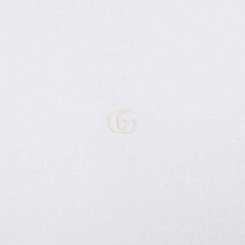 饰双G亚麻衬衫 白色