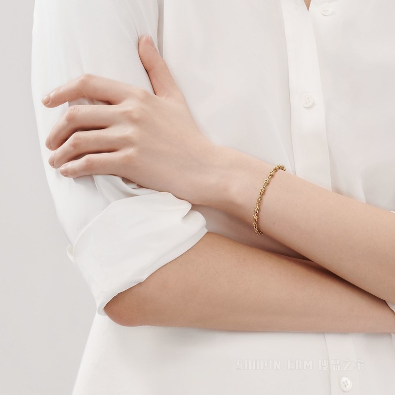 Tiffany HardWear 系列 18K 黄金微型链环手链，大号。